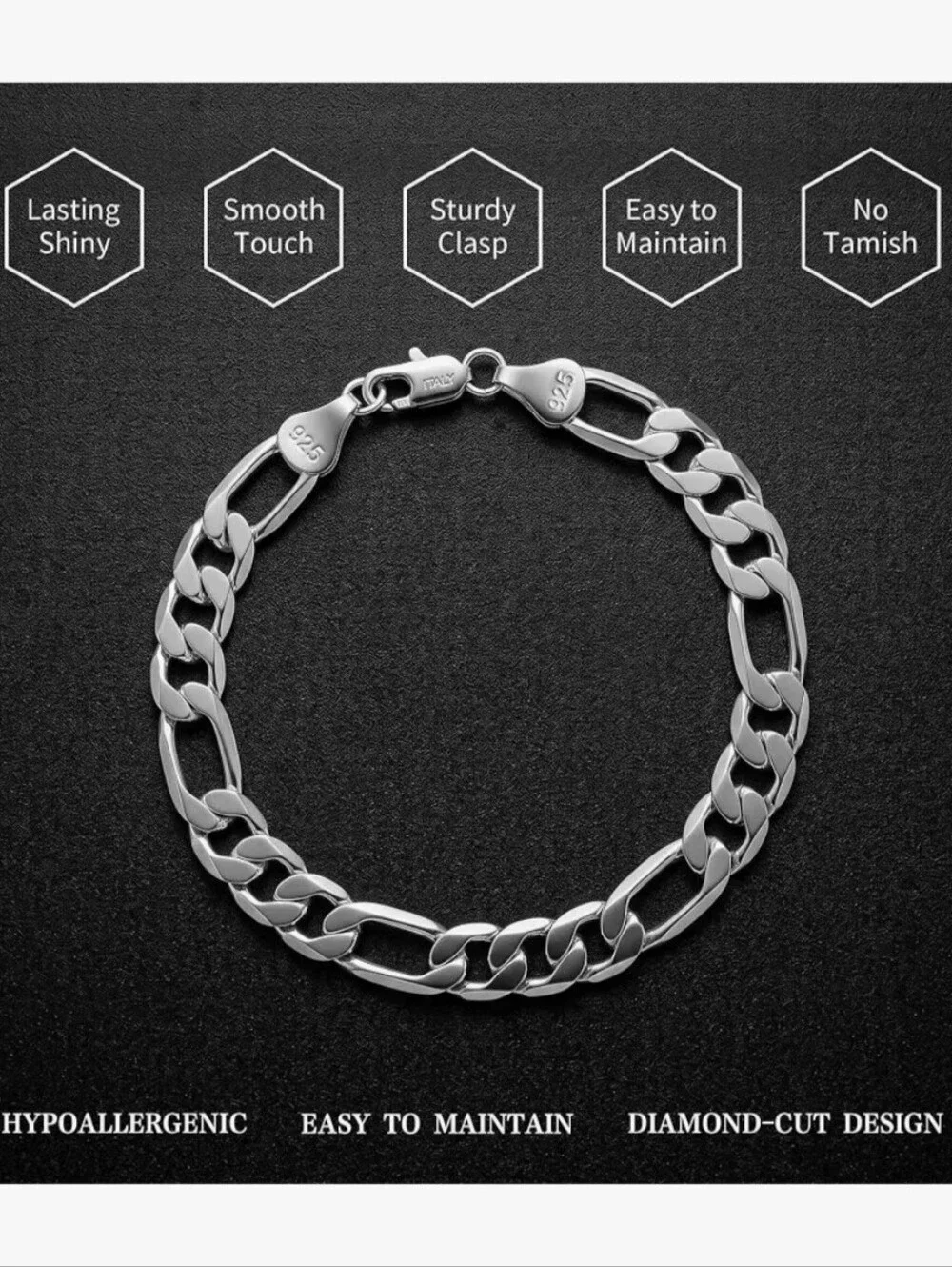 925 Silver Cuban Link Bracelet